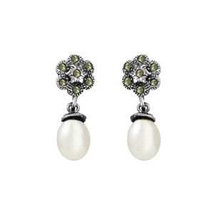 Brinco de Prata Flor com Pérola  - 11351