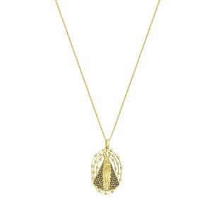 Pingente em Ouro 18K N. Sra. Aparecida com Diamantes e Safiras - AU1075