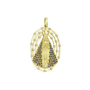 Pingente em Ouro 18K N. Sra. Aparecida com Diamantes e Safiras - AU1075