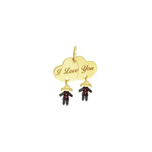 Pingente em Ouro 18K Meninas com Rubi e Safira - AU4697
