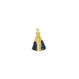 Pingente em Ouro 18K N. Sra. Aparecida com Safiras - AU1132