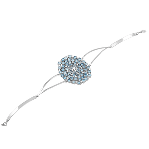 Pulseira Ouro Branco 18K Topázio Azul e Diamantes - AU1273
