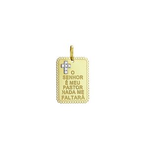 Pingente em Ouro 18K Placa O Senhor é Meu Pastor - AU1749
