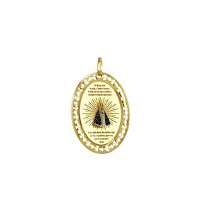 Medalha em Ouro 18K N. Sra. Aparecida com Diamantes - AU1759