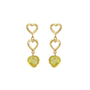 Brinco Ouro 18K Corações com Cristal - AU1865