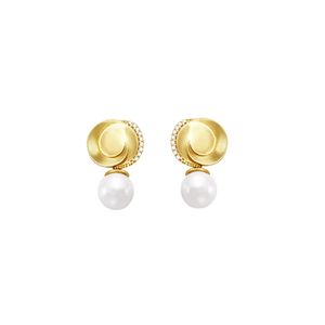 Brinco Ouro 18K com Pérola e Diamantes - AU1884