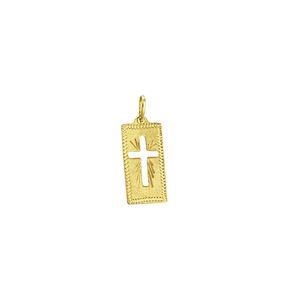 Pingente em Ouro 18K Placa com Cruz - AU1934