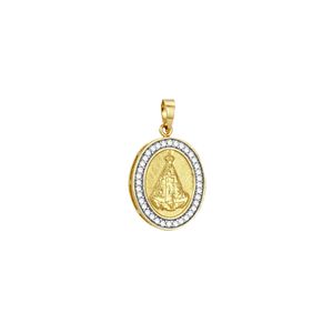 Pingente Ouro 18K N. Sra. Aparecida com Zircônias - AU1952