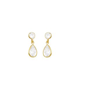 Brinco em Ouro 18K Gota com Zircônias - AU2036