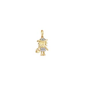 Pingente Ouro 18K Menina com Zircônias - AU2094