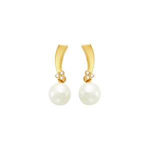 Brinco em Ouro 18K com Pérola e Diamantes - AU2464