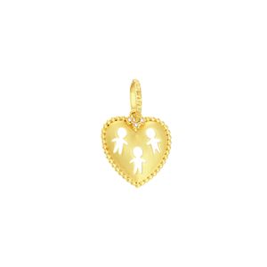 Pingente em Ouro 18K Coração com Meninos e Diamantes - AU4166