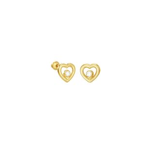 Brinco Infantil em Ouro 18K Coração com Zircônia - AU2787