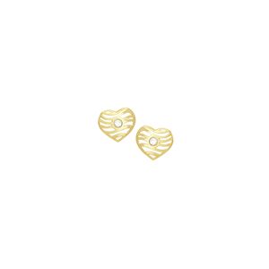 Brinco em Ouro 18K Coração Vazado e Zircônia - AU5792