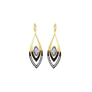 Brinco em Ouro 18K Iolita, Diamantes e Espinélios - AU2844