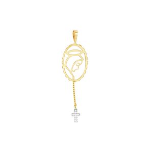 Pingente em Ouro 18K Virgem Maria com Diamantes - AU3028