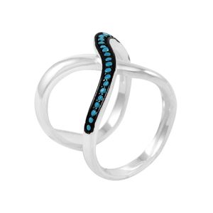 Anel X com Turquesa em Prata 925 - 13257