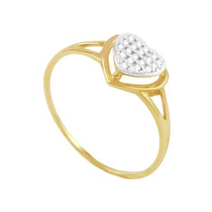 Anel em Ouro 18K Coração com Zircônias - AU3078