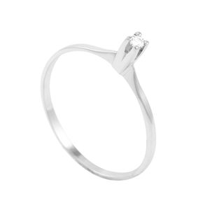 Anel Solitário em Ouro Branco 18k com Diamante - AU3131