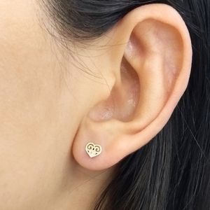 Brinco Infantil em Ouro 18K Coração com Zircônia - AU2800