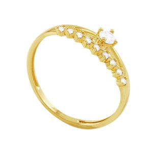 Anel em Ouro 18K Solitário com Zircônias - AU3271
