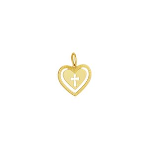 Pingente em Ouro 18K Coração com Cruz - AU3304
