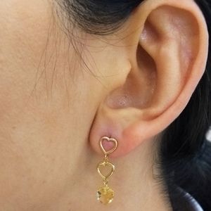 Brinco Ouro 18K Corações com Cristal - AU1865