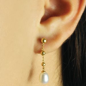 Brinco Ouro 18K Bolinhas e Pérola com Zircônia - AU2012