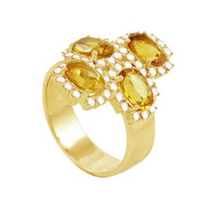 Anel em Ouro 18K com Citrino e Diamantes - AU1238