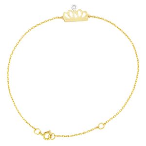 Pulseira em Ouro 18K Coroa com Diamante - AU3396