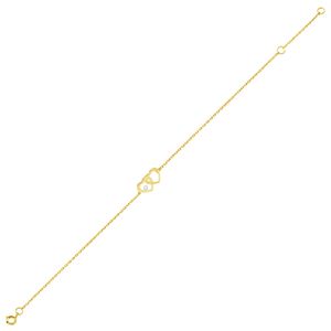 Pulseira em Ouro 18K Corações com Diamante - AU3398