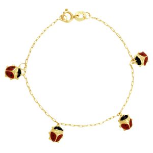 Pulseira Infantil em Ouro 18K Joaninha - AU3404