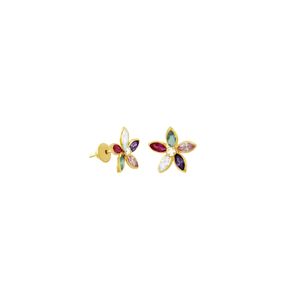 Brinco em Ouro 18K Flor com Zircônia - AU3424