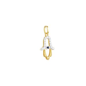Pingente em Ouro 18K Hamsá com Safira e Diamantes - AU1802
