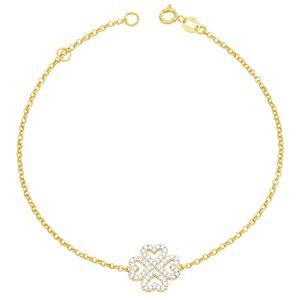 Pulseira em Ouro 18K Flor com Corações - AU3576