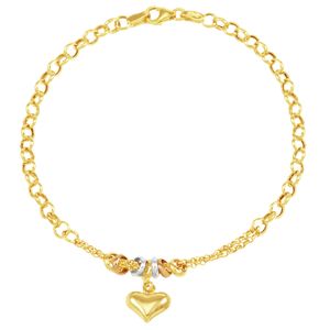 Pulseira em Ouro 18K Portuguesa com Coração - AU3572