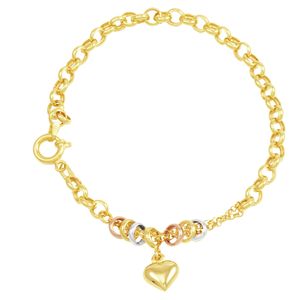 Pulseira em Ouro 18K Portuguesa com Coração - AU3614