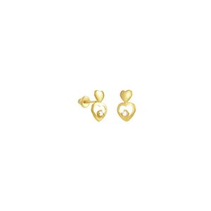 Brinco Infantil em Ouro 18K Corações com Zirconia - AU3637