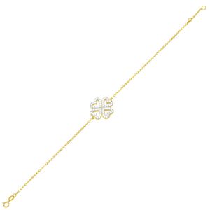 Pulseira em Ouro 18K Flor com Corações - AU3576