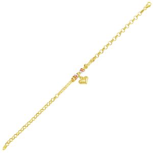 Pulseira em Ouro 18K Portuguesa com Coração - AU3572