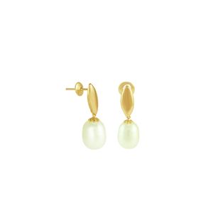 Brinco em Ouro 18K Navete com Pérola - AU3667