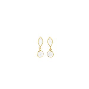Brinco Infantil em Ouro 18K Navete e Ponto de Luz - AU3672