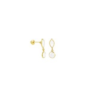 Brinco Infantil em Ouro 18K Navete e Ponto de Luz - AU3672