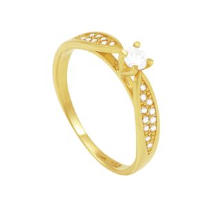 Anel Solitário em Ouro 18K com Diamantes - AU1029