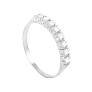 Anel Meia Aliança em Ouro Branco 18K com Diamantes - AU3612