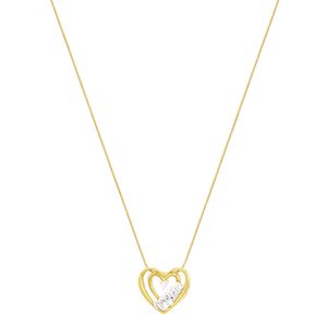 Gargantilha Ouro 18K Coração com Diamante - AU3715