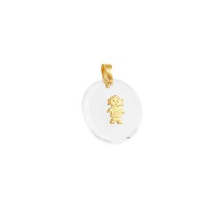 Pingente em Ouro 18k Menina com Cristal - AU3719