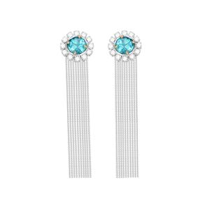Brinco em Ouro Branco 18K Apatita e Diamantes - AU1668