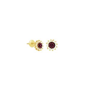 Brinco em Ouro 18K Pavê com Rubi e Diamantes - AU3820