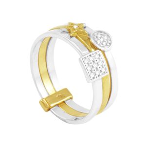 Anel em Ouro 18K Dois Tons com Diamantes - AU3833